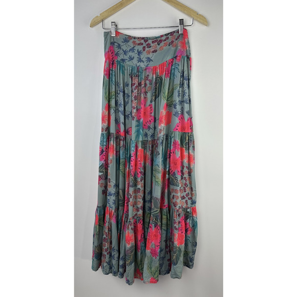 Natural Life Hanna Convertible Maxi Skirt Floral Tropical Smocked Size Medium - Picture 2 of 15